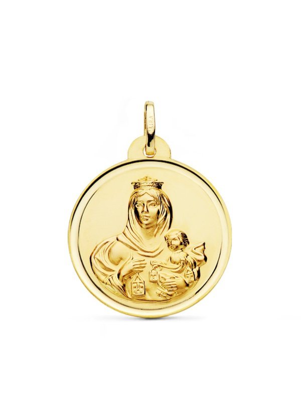 18K MEDALLA VIRGEN DEL CARMEN BISEL...