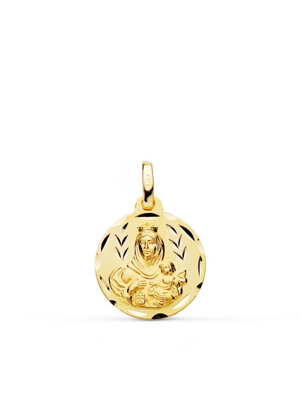 18K MEDALLA TALLADA VIRGEN DEL CARMEN...