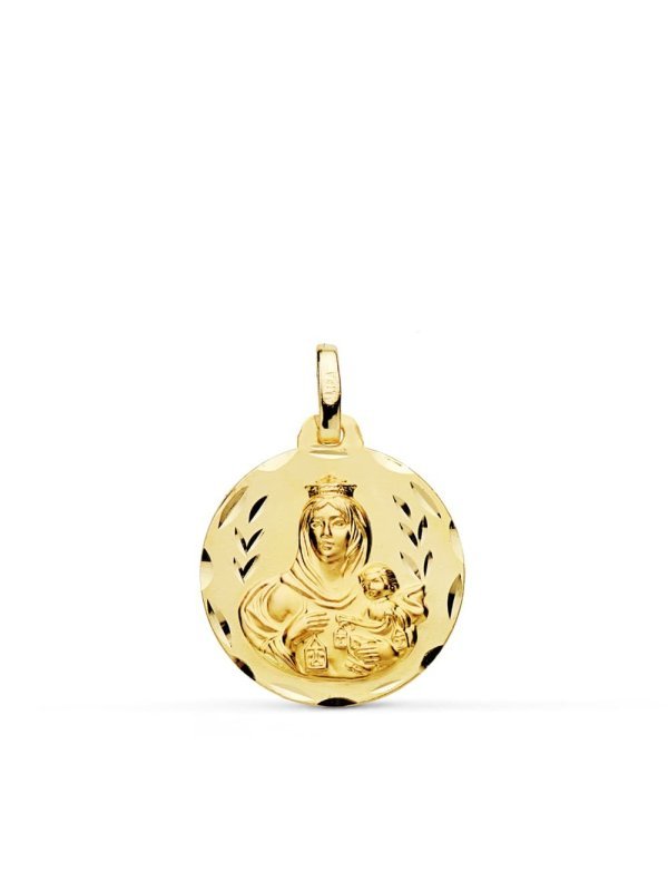 18K MEDALLA TALLADA VIRGEN DEL CARMEN...