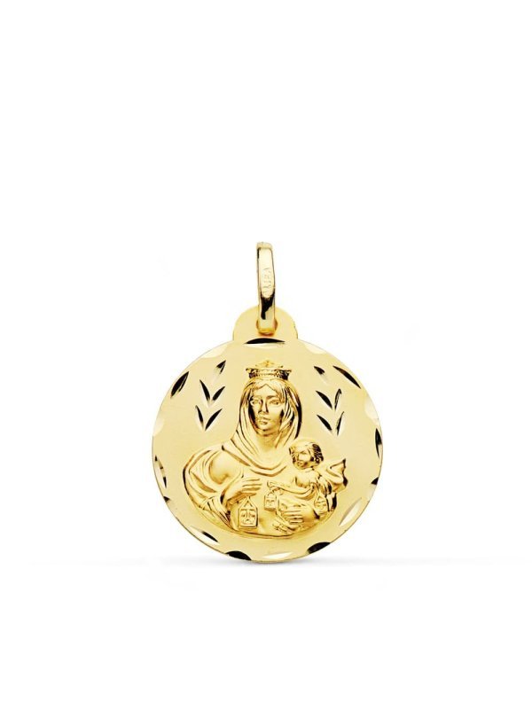 18K MEDALLA TALLADA VIRGEN DEL CARMEN...