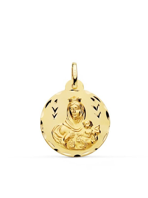 18K MEDALLA TALLADA VIRGEN DEL CARMEN...