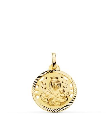18K MEDALLA VIRGEN DEL CARMEN CALADA...