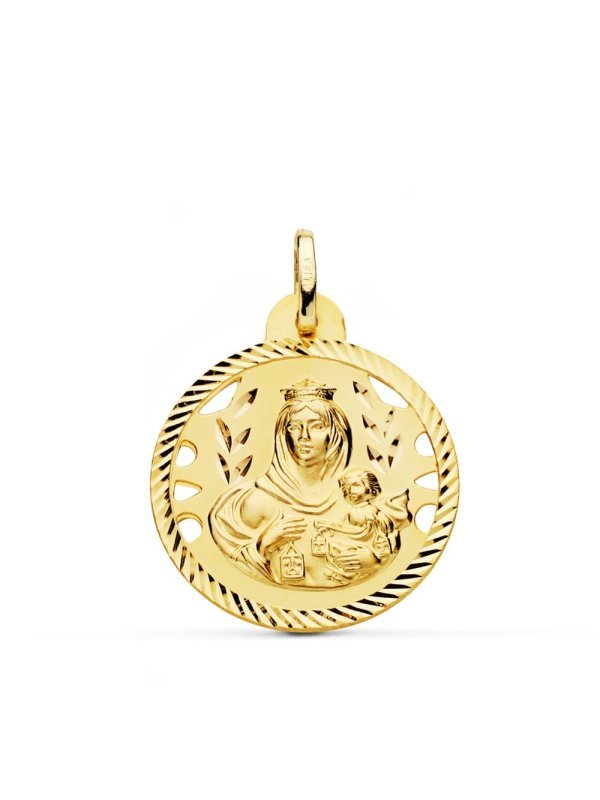 18K MEDALLA VIRGEN DEL CARMEN CALADA...