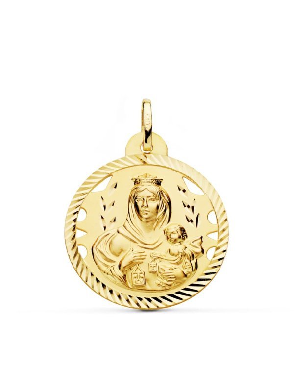 18K MEDALLA VIRGEN DEL CARMEN CALADA...