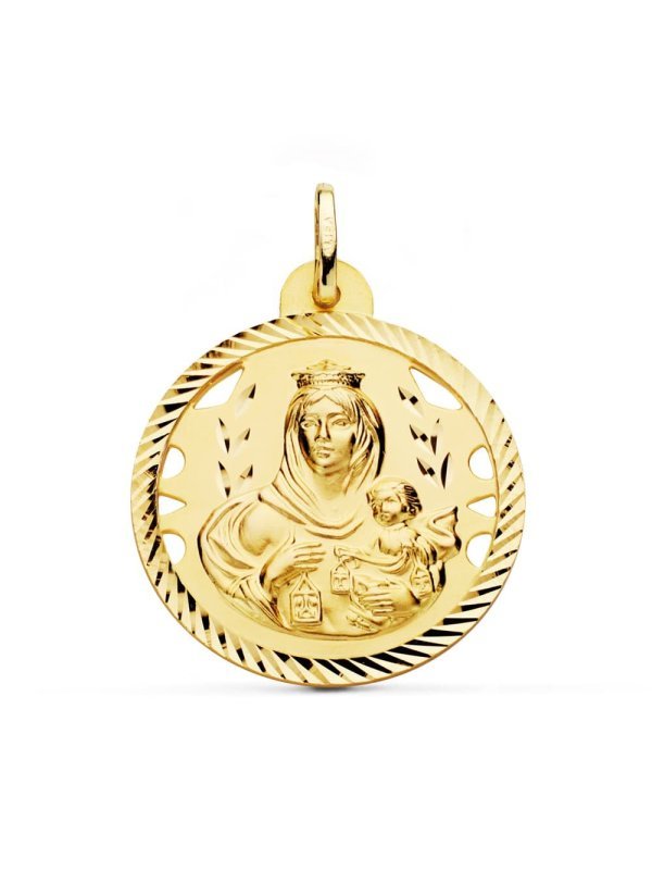 18K MEDALLA VIRGEN DEL CARMEN CALADA...