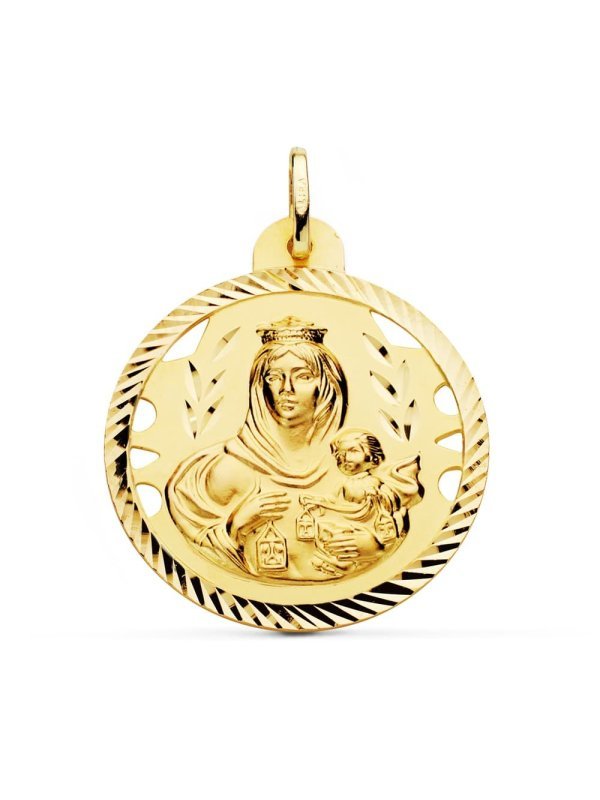 18K MEDALLA VIRGEN DEL CARMEN CALADA...