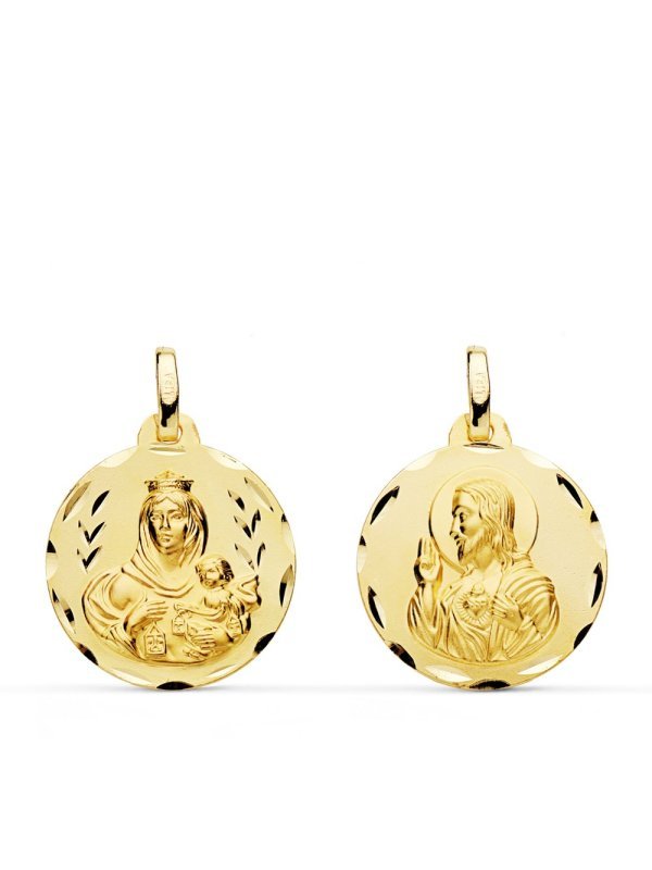 18K ESCAPULARIO TALLADO VIRGEN DEL...