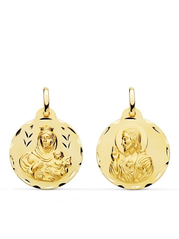 18K ESCAPULARIO TALLADO VIRGEN DEL...