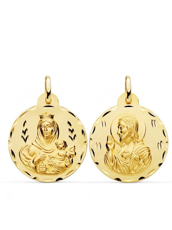 18K ESCAPULARIO TALLADO VIRGEN DEL...