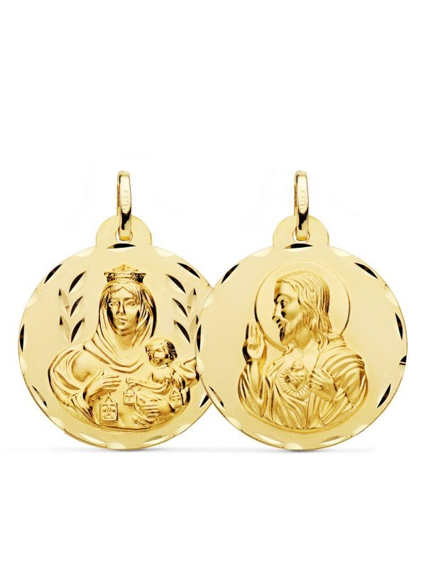 18K ESCAPULARIO TALLADO VIRGEN DEL...