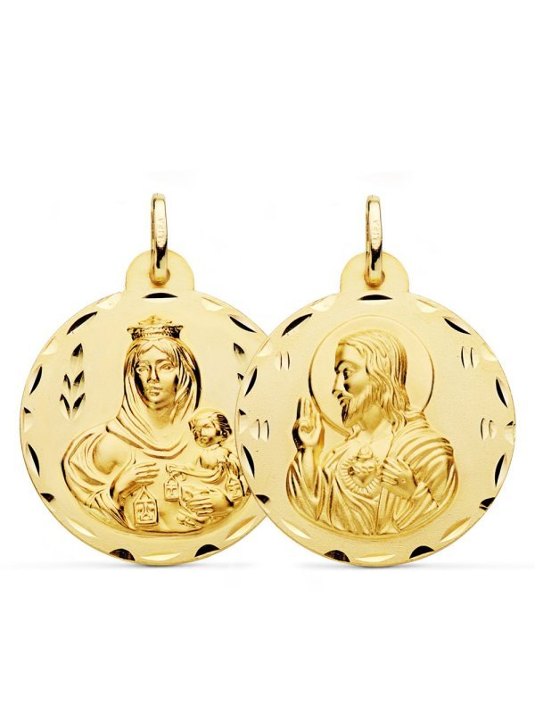 18K ESCAPULARIO TALLADO VIRGEN DEL...