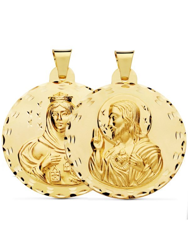18K ESCAPULARIO TALLADO VIRGEN DEL...