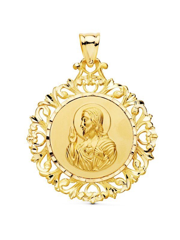 18K MEDALLA ESCAPULARIO CERCO CORAZON...
