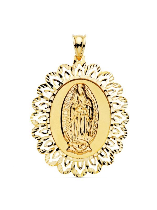 18K MEDALLA VIRGEN DE GUADALUPE CERCO...