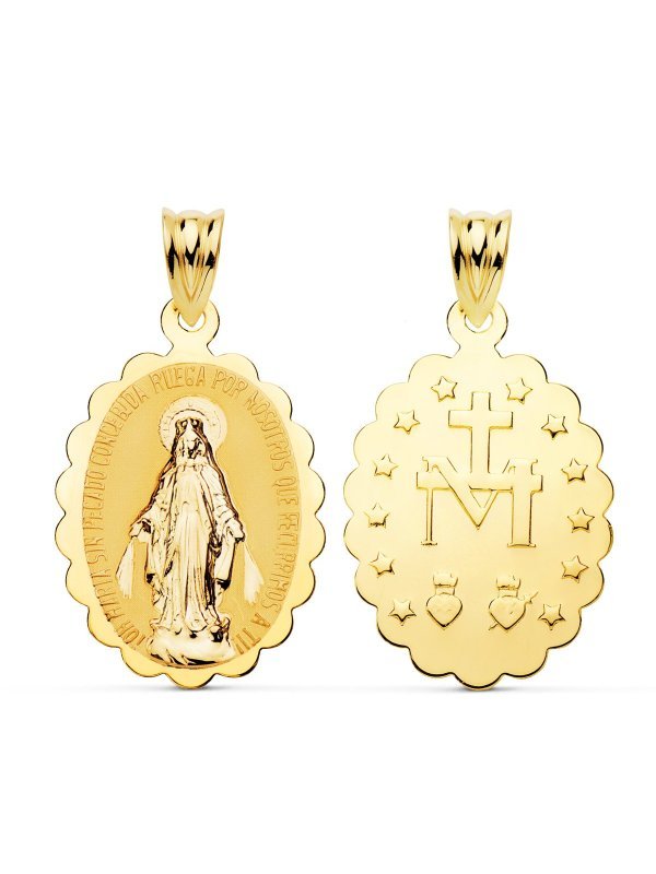 18K MEDALLA ESCAPULARIO VIRGEN DE LA...