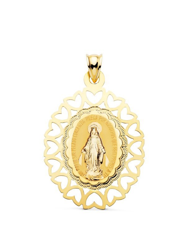 18K MEDALLA VIRGEN MILAGROSA OVAL...