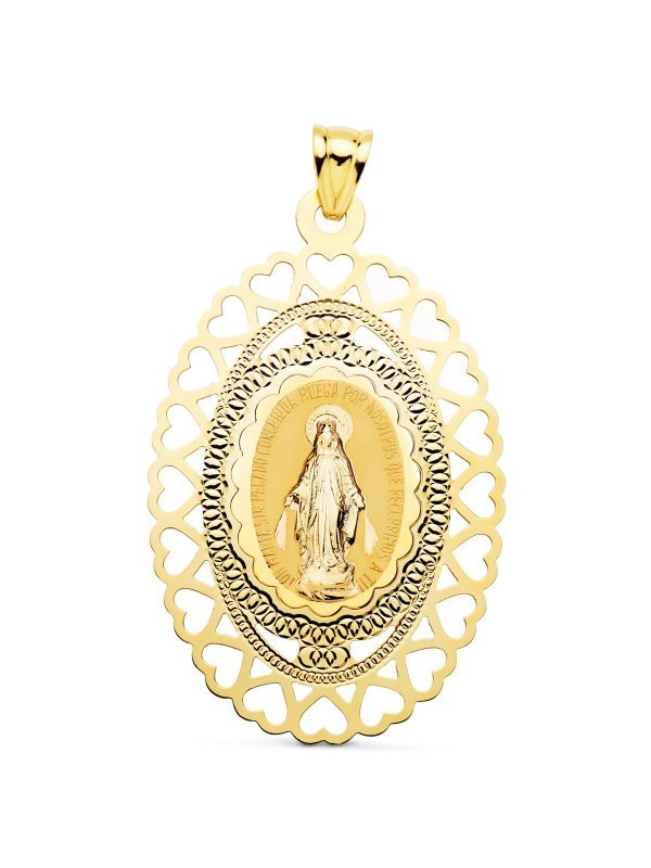 18K MEDALLA VIRGEN MILAGROSA OVAL...