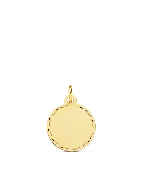 18K CHAPA DISCO LISO MATE TALLADO 14 MM