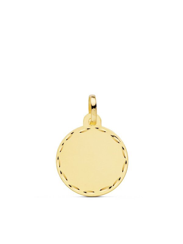 18K CHAPA DISCO LISO MATE TALLADO 16 MM