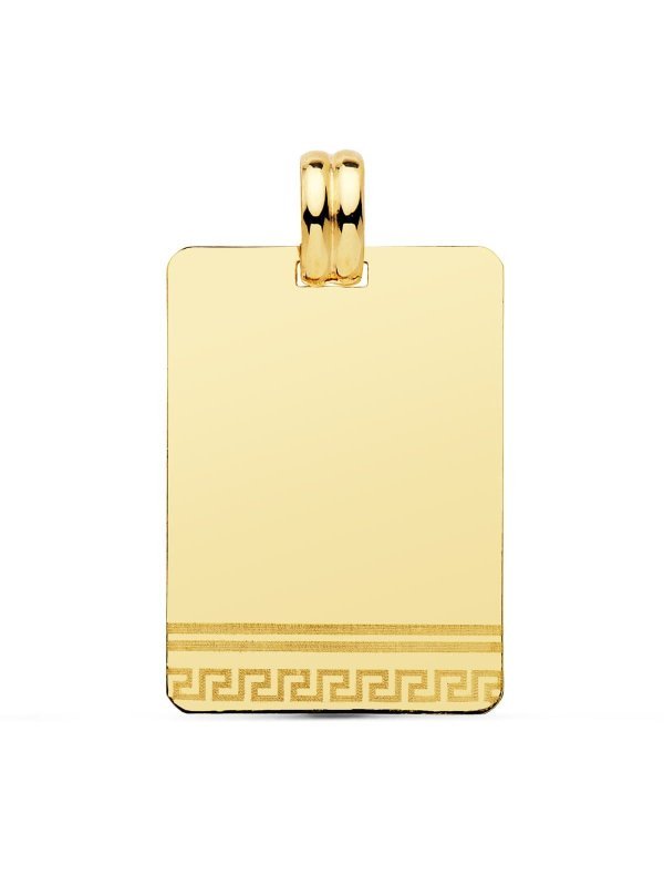 18K CHAPA LASER GRECA 28X20 MM