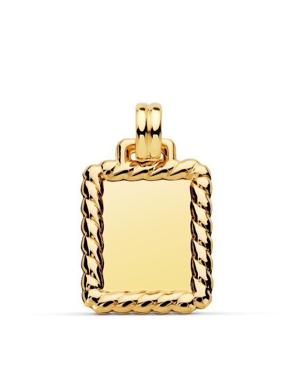 18K CHAPA BRILLO CON BORDE 24X20 MM