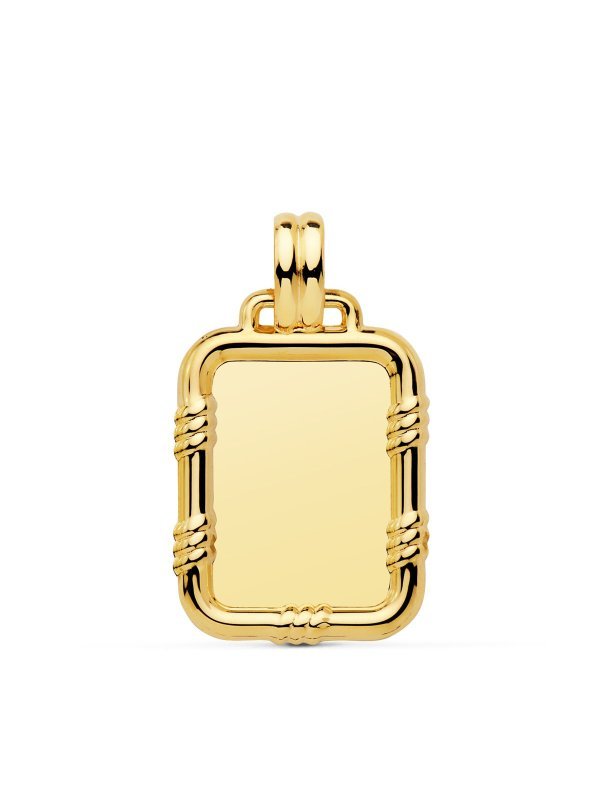 18K CHAPA LISA BRILLO CON BORDE 26X20 MM