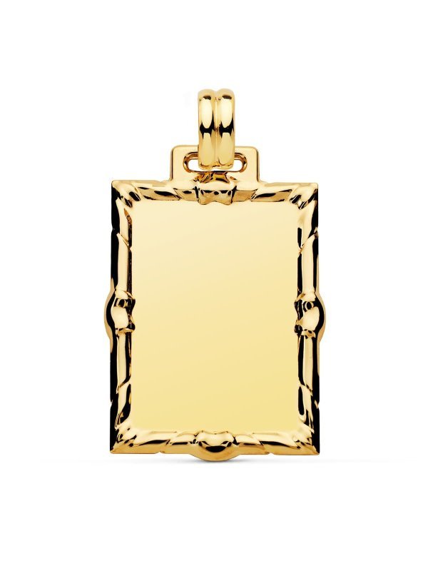 18K CHAPA LABRADA RECTANGULAR 30X24 MM