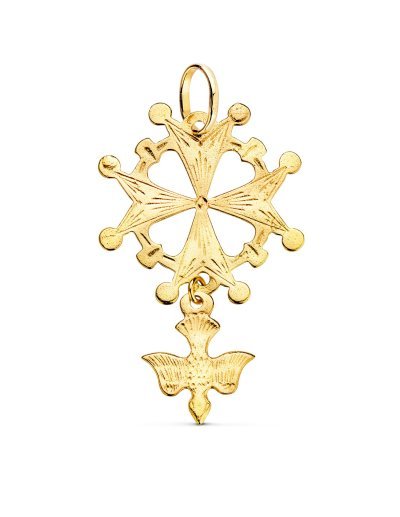 18K CRUZ DE HUGUENOTTE ORO...