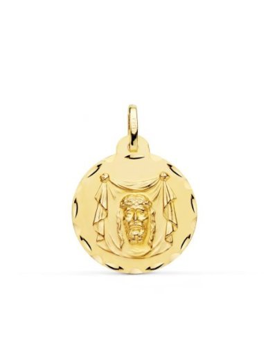 18K MEDALLA SANTA FAZ TALLADA 22 MM