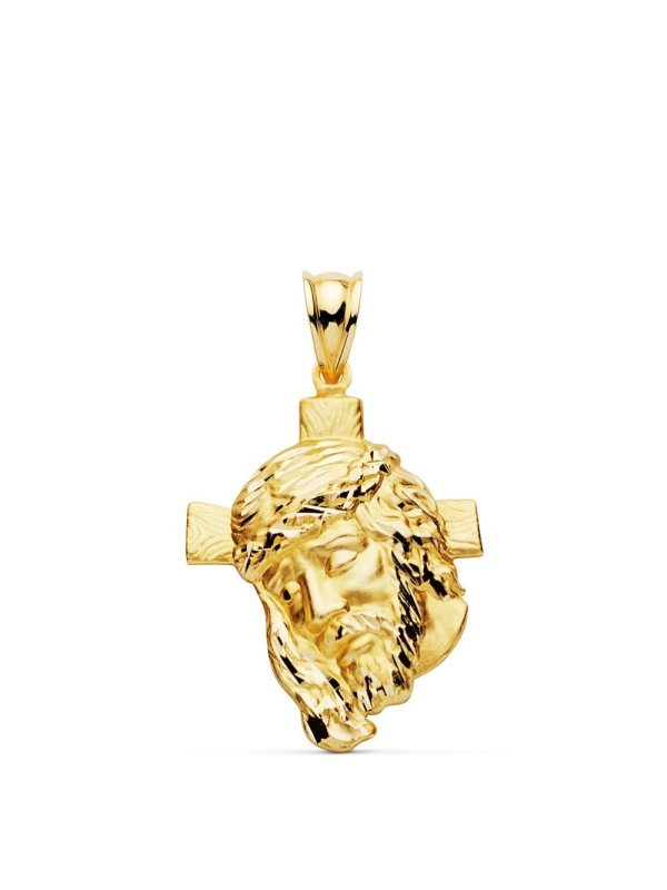 18K CABEZA CRISTO CRUZ 31X21 MM