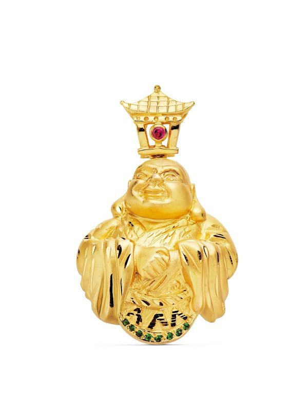 18K COLGANTE BUDA CON PIEDRA ROJA...