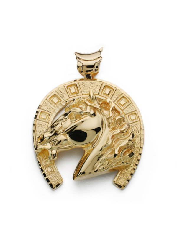 18K COLGANTE DE HERRADURA CON CABALLO...