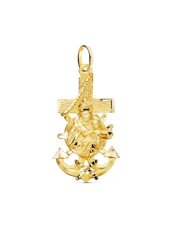 18K CRUZ MARINERA ORO AMARILLO VIRGEN...