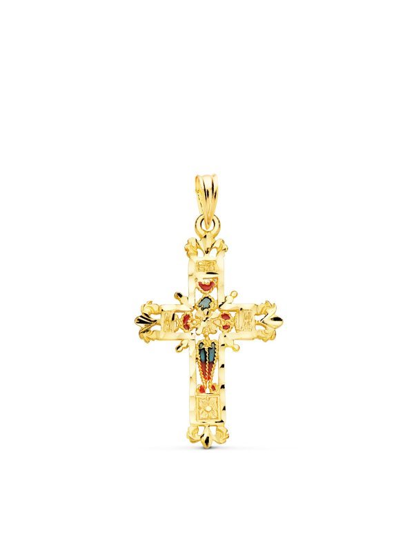 18K CRUZ ORO AMARILLO VIDRIERA...