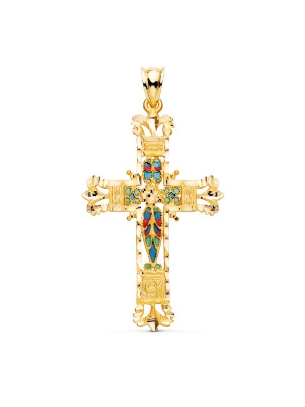 18K CRUZ ORO AMARILLO VIDRIERA...