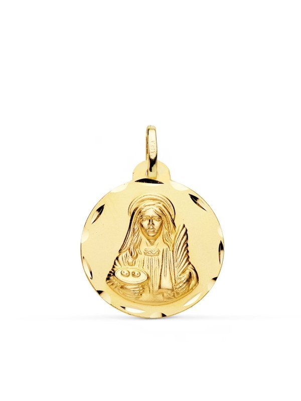 18K MEDALLA SANTA LUCIA TALLADA 22 MM