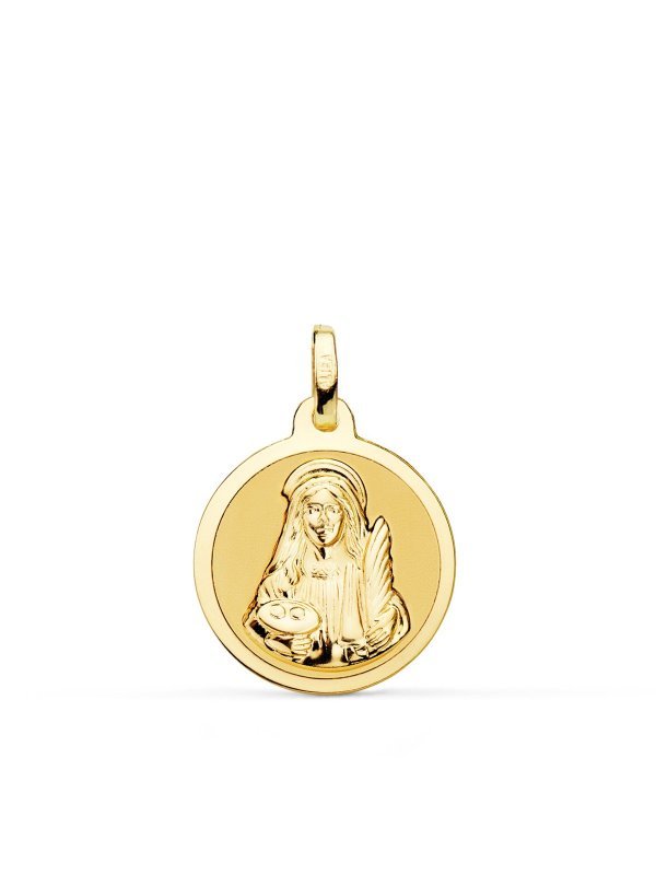 18K MEDALLA SANTA LUCIA BRILLO 18 MM