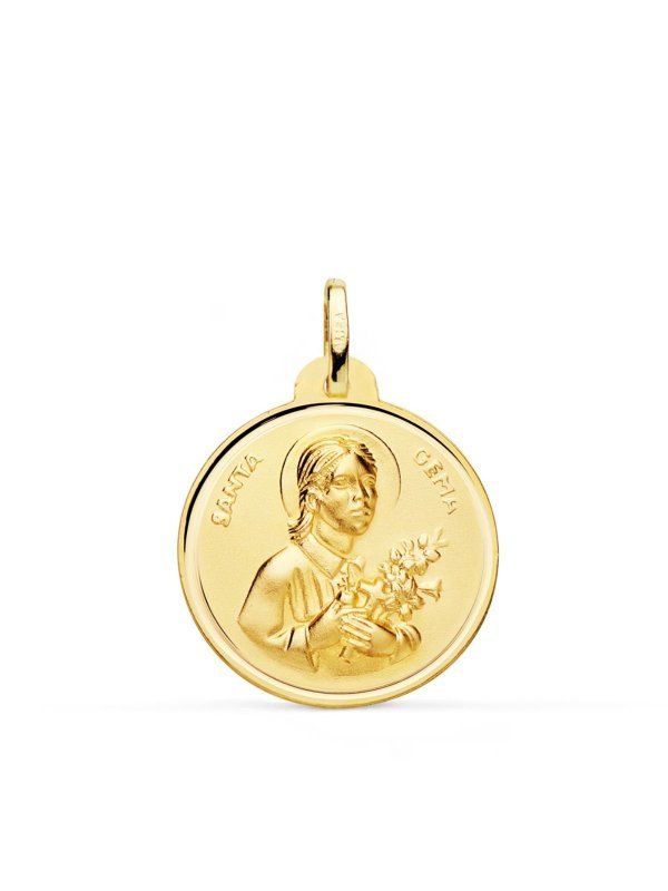 18K MEDALLA SANTA GEMA BISEL 22 MM