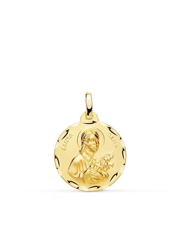 18K MEDALLA SANTA GEMA TALLADA 18 MM