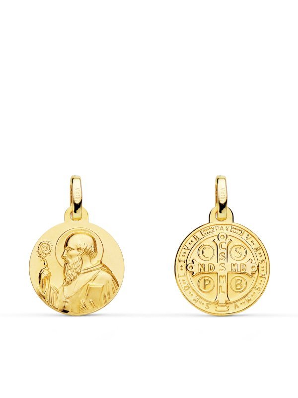 18K ESCAPULARIO SAN BENITO LISO 14 MM