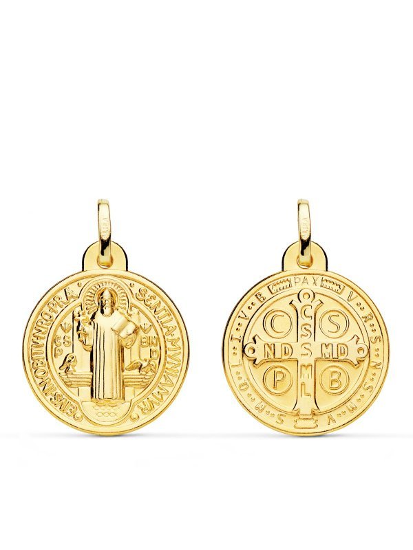 18K ESCAPULARIO MEDALLA SAN BENITO...