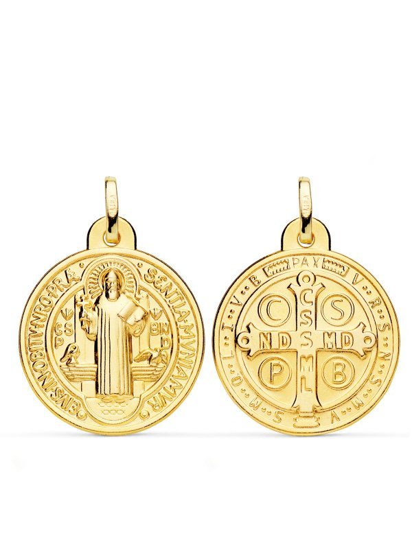 18K ESCAPULARIO MEDALLA SAN BENITO...