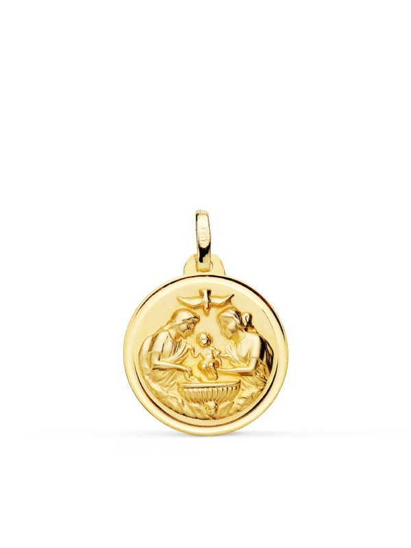 18K. MEDALLA NUEVO BAUTISMO BISEL 18 MM