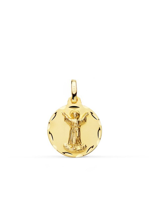 18K MEDALLA DIVINO NIÑO TALLADA 16 MM