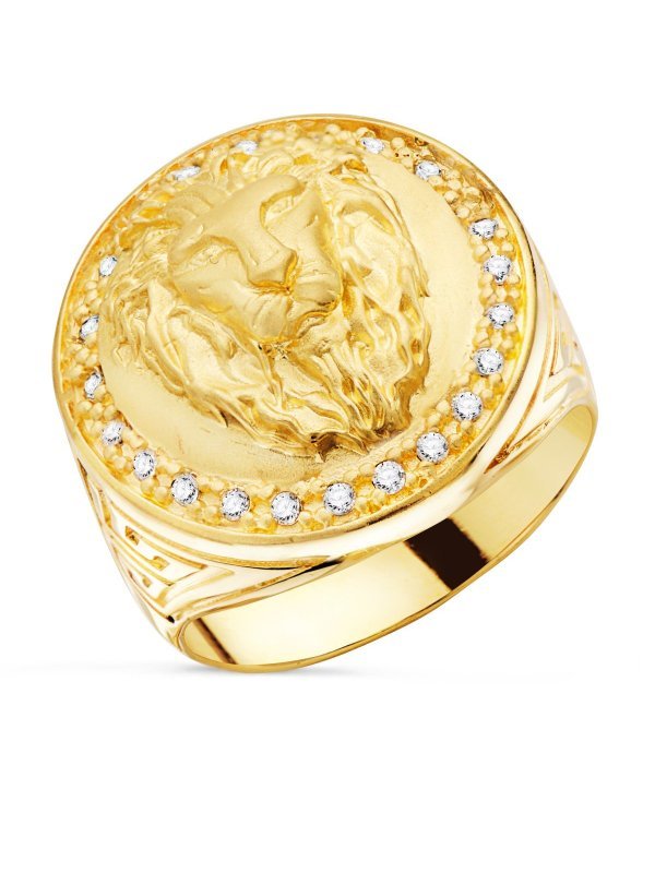 18K SELLO ORO AMARILLO LEON CON...