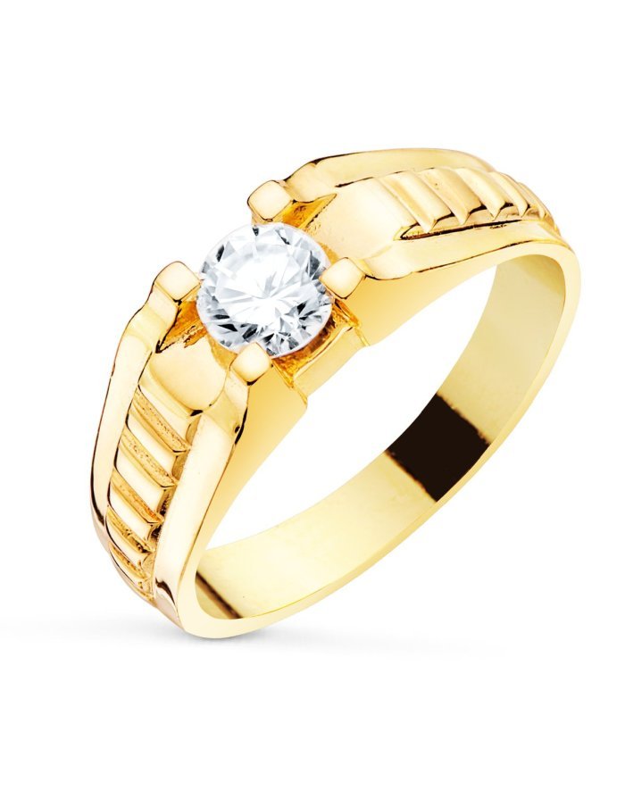 18K SOLITARIO ORO AMARILLO ESTRIAS...