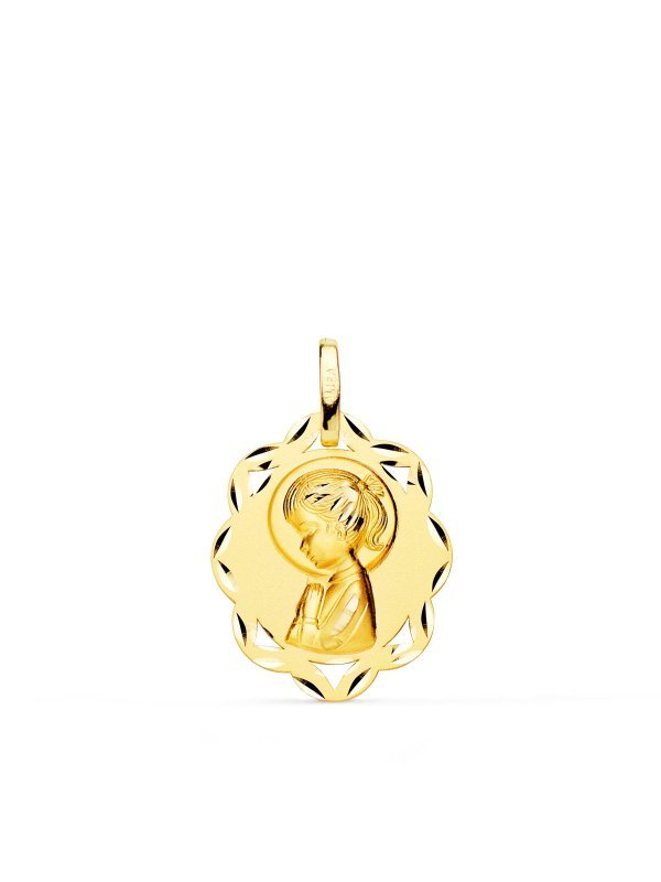 18K MEDALLA ORO AMARILLO HOJAS VIRGEN...