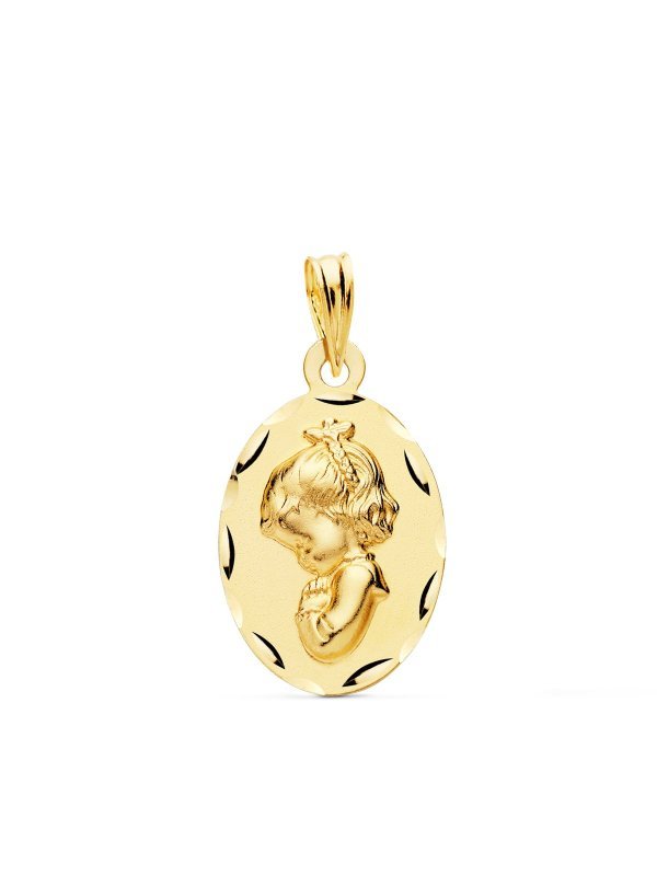 18K MEDALLA VIRGEN NIÑA 22X14 MM
