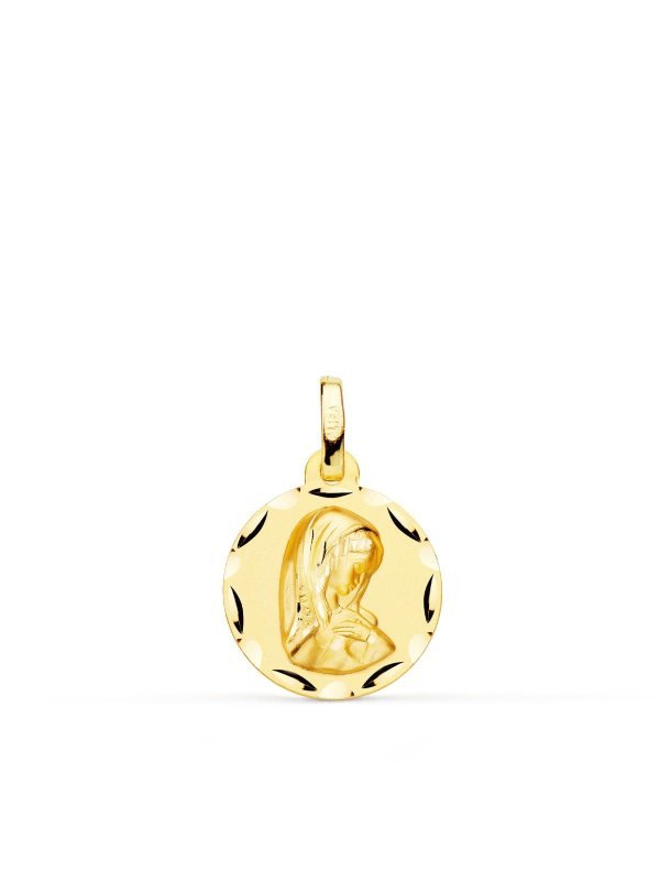18K MEDALLA VIRGEN NIÑA 14 MM