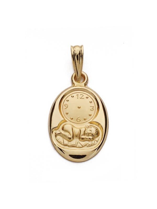 18K MEDALLA NIÑO Y RELOJ 20X12 MM